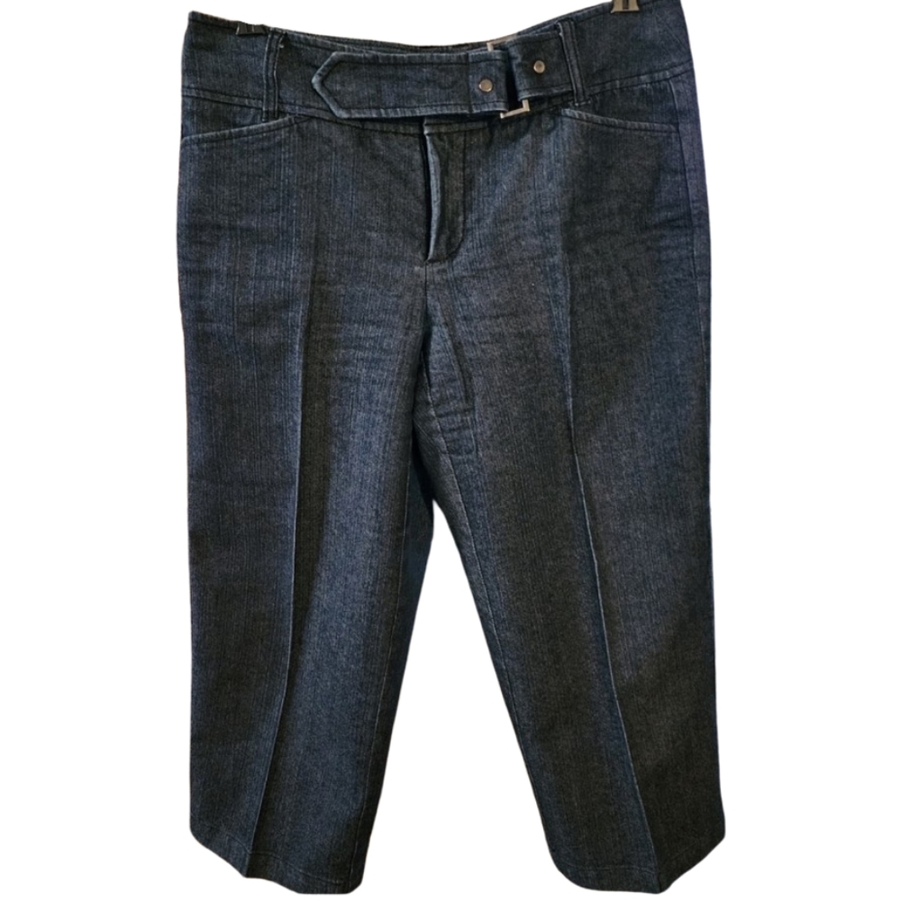 Khakis &‎ Co Studio Womens Dark Wash Belted Denim Capri Pants Blue Size 4